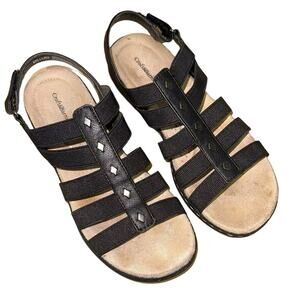 Croft & Barrow Peg Gladiator Sandals Black Comfort Slingback Size 7.5